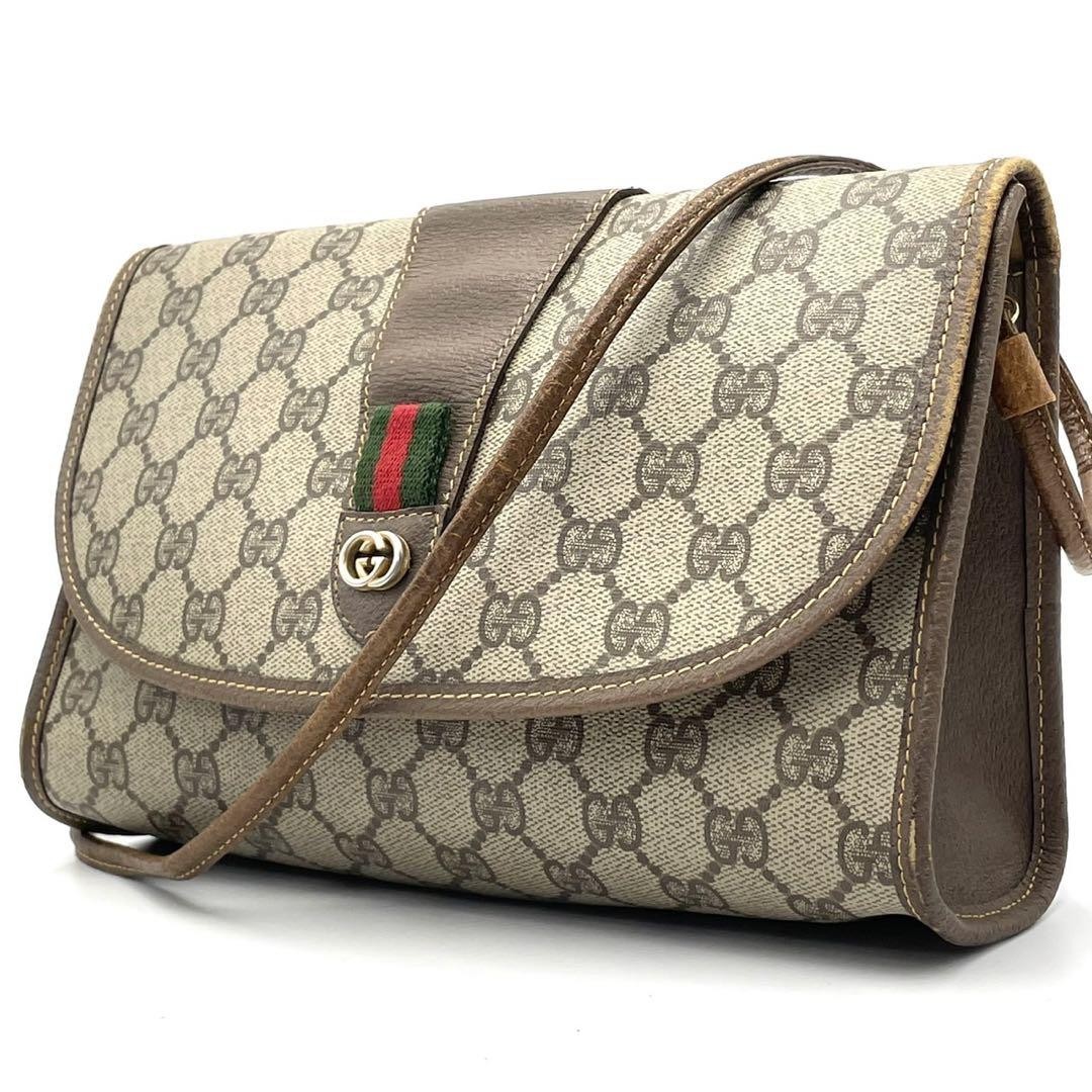 GUCCI GG Sherry Line 2Way Shoulder Bag Brown PVC Leather-image