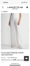  698 Lafayette 148 New York Women's White Finesse Crepe Trouser Pants Size 16