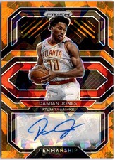 2020-21 Panini Prizm Damian Jones #PE-DJO Penmanship Prizms Orange Ice Hawks