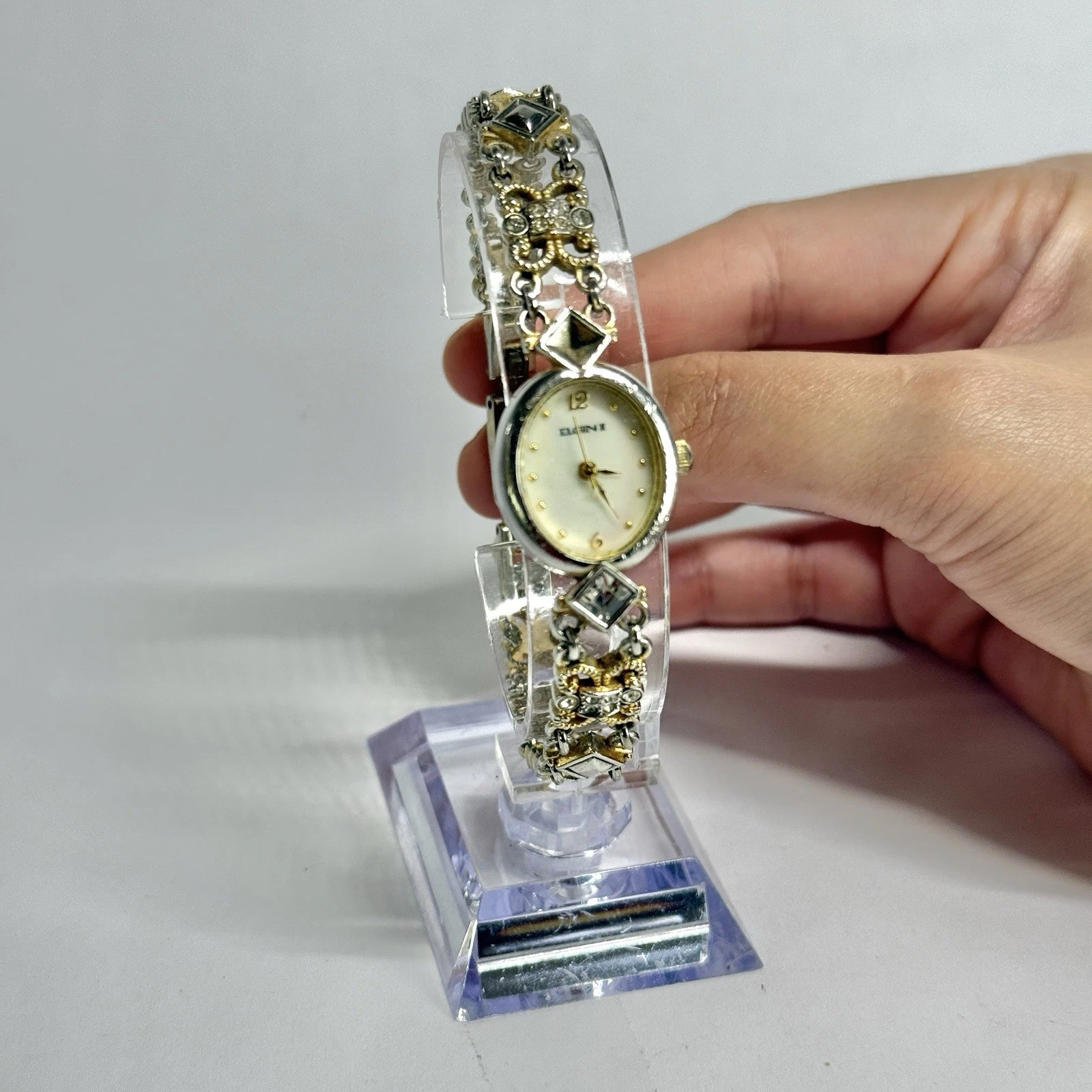 ELGIN ELT298ST Analog Quartz Two Tone Women Vintage Watch W620 *WORKING