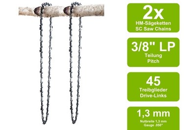 2 Sägeketten passend für Bernard BM236.3 | 30cm 3/8LP 45TG 1,3mm