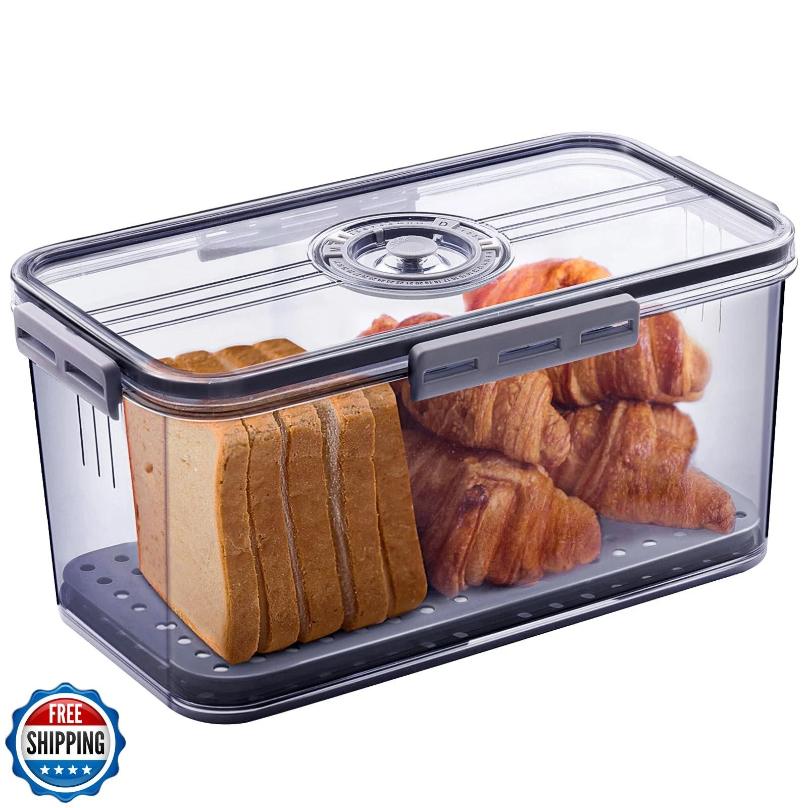 Gifhomfix Bread Box Bread Boxes for Kitchen Counter Airtight, Time Recording