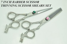 7" Dragon Handle Barber Hair Cutting And Thinning Shear Set Hairdressing Scissor