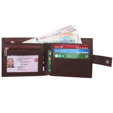 MEN'S RFID LUXURY QUALITY REAL LEATHER WALLET CREDIT CARD HOLDER PURSE 421-BROWN