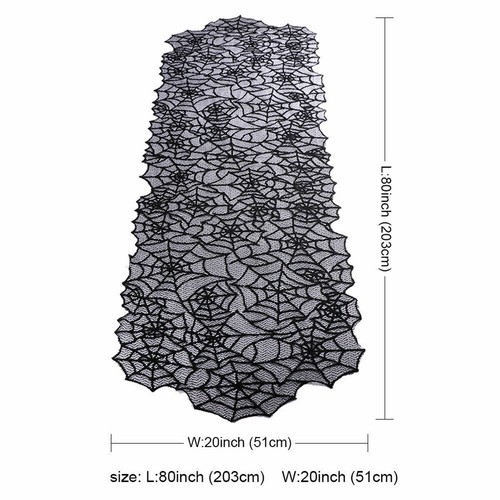 Halloween Table Runner Spider Web Black Lace Tablecloth Cover Home Party Decor - Picture 2 of 11