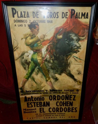 Framed Bullfight Poster: Antonio Ordóñez, Esteban (Steve) Cohen, El Cordobés - Picture 2 of 3