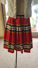 Vintage girls bright orange pleated elastic waist skirt - handmade
