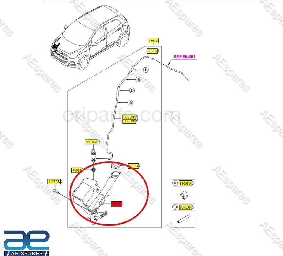 Reservoir Assy Windshield Washer For Hyundai Grand i10 Part No.98620B4000 New - Image 2 of 4