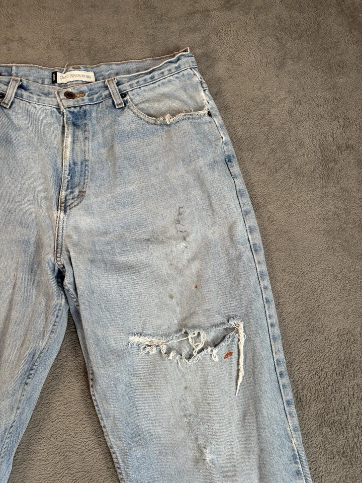 Jeans DE COLECCIÓN Canyon River Azul Para Hombre 31x32 Pierna Recta Calce Suelto Distress Años 90 Foto 3 de 4