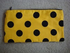 Handmade pencil case, Black Spots on Yellow, 22cm x 11.5cm