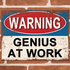 GENIUS AT WORK Funny Metal Signs Man Cave Shed Bar Garage Wall Retro Tin Sign UK