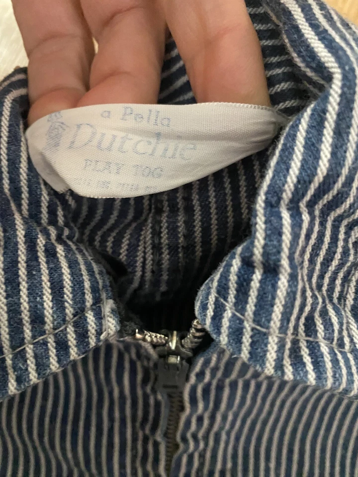 Vintage Stripe Denim Conductor Gas Station Jumpsuit Pella Dutchie Play Tog - Image 4 of 4