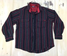 FIELDMASTER: Vtg Wool-blend Burgundy Blue Stripe Ranch Hunting Shirt, Mens LARGE