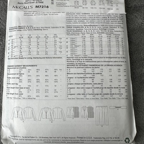 Mccalls Pattern M7216 Sz 34-52 Steampunk Fancy Western Suit Cosplay Theater - Picture 5 of 7