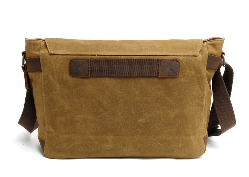 Bolso Mensajero de Lona Encerada para Hombres HUACHEN Bandolera Escuela Bolso de Hombro Cartera Foto 4 de 4