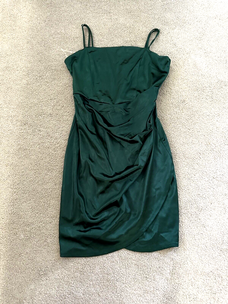 Emerald Sundae Junior size Large Hunter Green Ruched Spaghetti Strap Dress  In EU | eBay