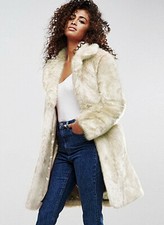New Faux Fur Coat Off-white Midi Plush Coat W/belt, Warm Soft Stylish Sz. L-xl