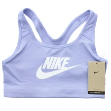 Nike Dri Fit Sports Bra, Women's Medium Support Swoosh Logo Bra, Purple, 899370