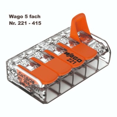 WAGO  Compact 5 fach Verbindungsklemme 25 Stk (221 - 415) Original