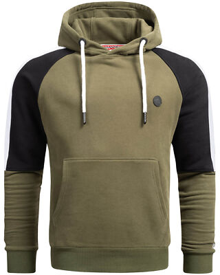 A. Salvarini Herren Sweatshirt Kapuzenpullover Kapuze Hoodie Sweater O311 Olive
