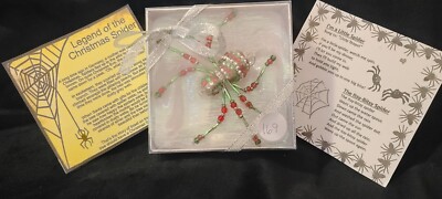 Holiday Christmas Spider Ornament with legend #169 Red, Green, Silver 
