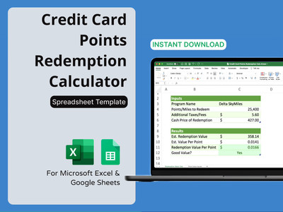 Credit Card Points Redemption Calculator - Travel Hacking Spreadsheet - Optimize