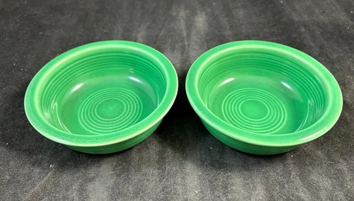 Homer Laughlin Fiesta Light Green Older Group of 2 Fruit Bowls 4.75 In Diameter