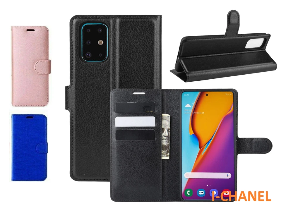 Funda tipo libro billetera de cuero negra para teléfono Samsung Galaxy J310 J320 J3-6  Foto 2 de 3