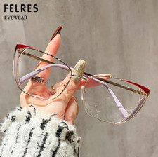 Women Metal Cat Eye Blue Light Blocking Eyeglasses Clear Lens Glasses Frames New