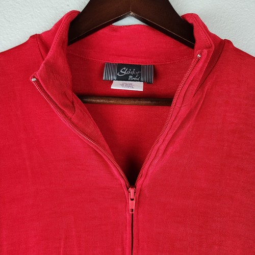 Slinky Brand Red Long Sleeve Full Zip Jacket SZ M Classic Travel Minimalist USA - Picture 3 of 10
