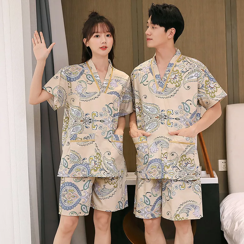 Unisex Paisley Japanese Style Two Piece Set Bathrobe Pajama Kimono Sleepwear New