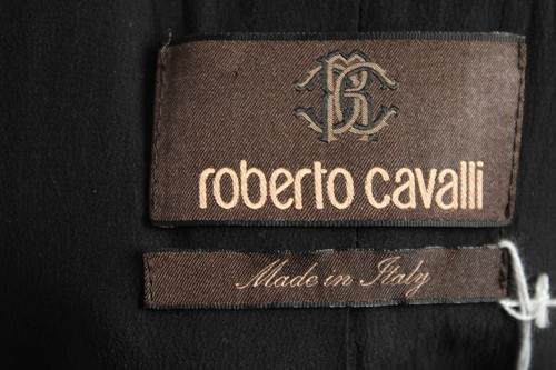 ROBERTO CAVALLI Black & Multi Floral Wool Woven Ruffled-Front Jacket 40 - Picture 6 of 8