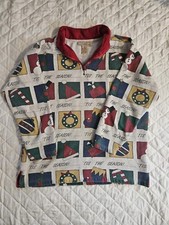 Telluride Clothing Co Vintage Christmas 3/4 Zip Sweater M W/ Corduroy Collar