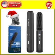 VIKICON Beard Straightener for Men, Cordless Heated Beard Brush for Men