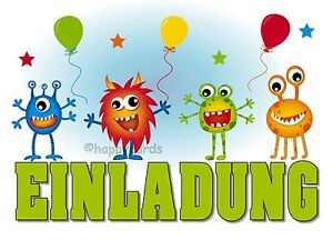 8 Einladungskarten Halloween Lustige Monster Geburtstag Kinder Einladung Party Ebay