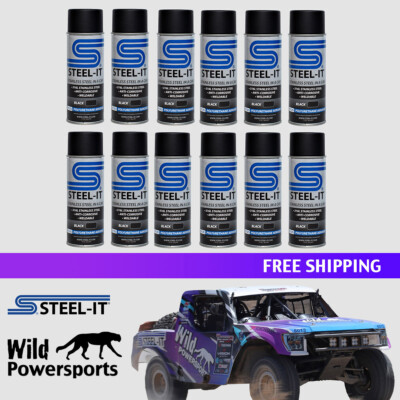 Steel-it Black Polyurethane 12oz Spray Can Full Case (12 Pack)