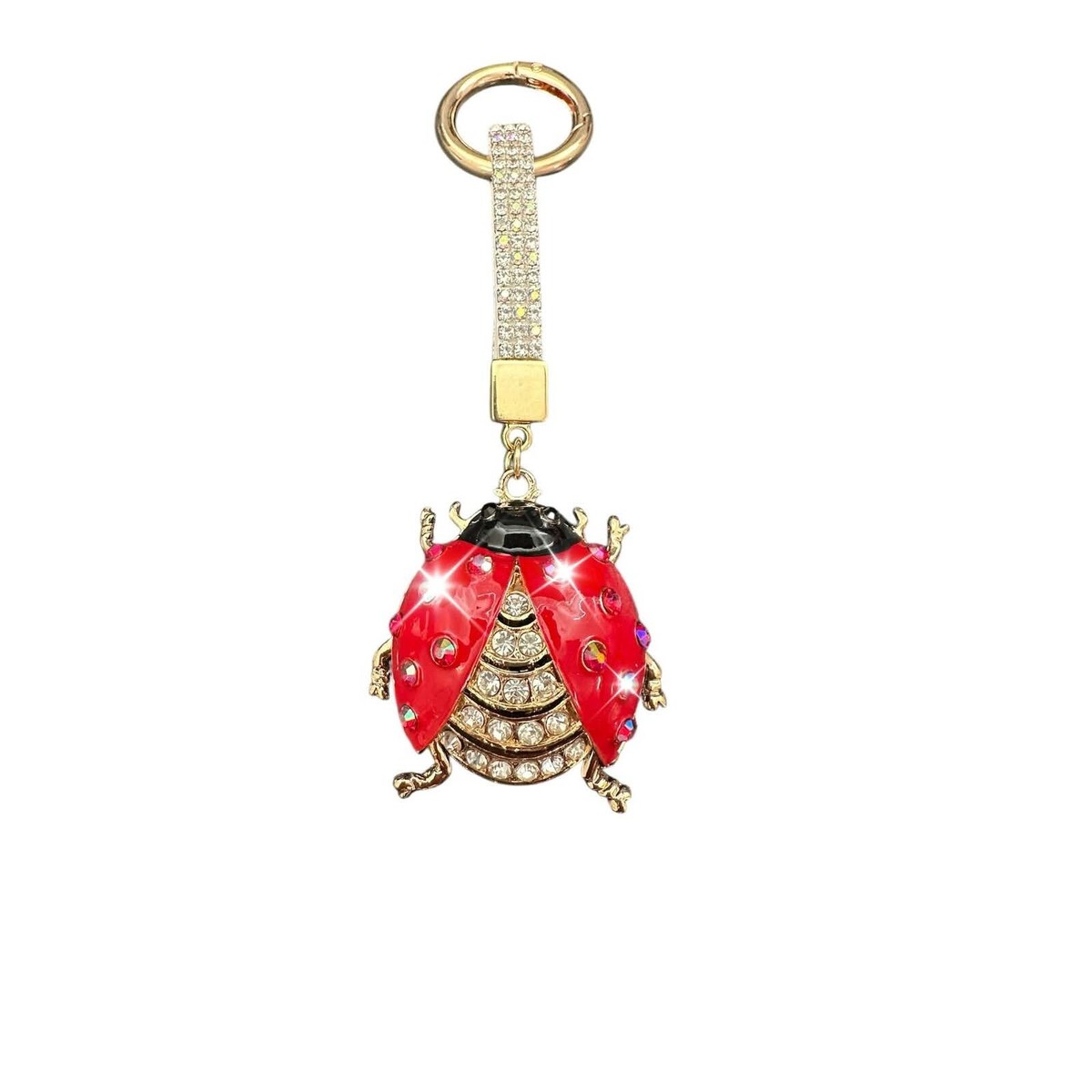 チャーム Luxury Rhinestone Lucky Ladybug Keychain, Keyring, Bag Charm