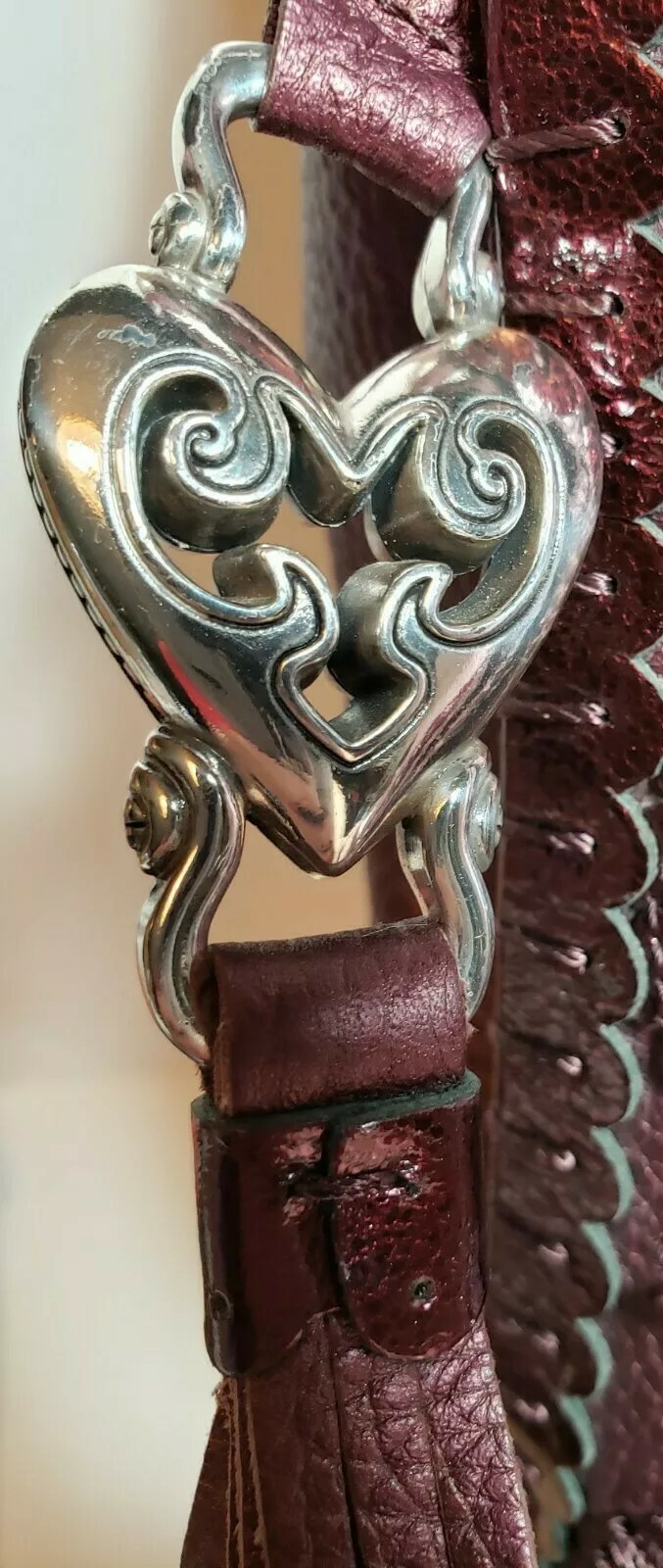 BRIGHTON MERLOT MELANIA MASTERPIECE COLL LEATHER APPLIQUE SHOULDER