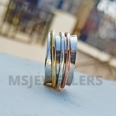 925 Sterling Silver Band Spinner Ring Jewelry Meditation Handmade All Size T-11