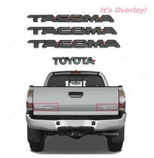 4PCS Overlay Kits Matte Black Fit 2005-2015 Tacoma V6 Overlay Emblem Nameplate