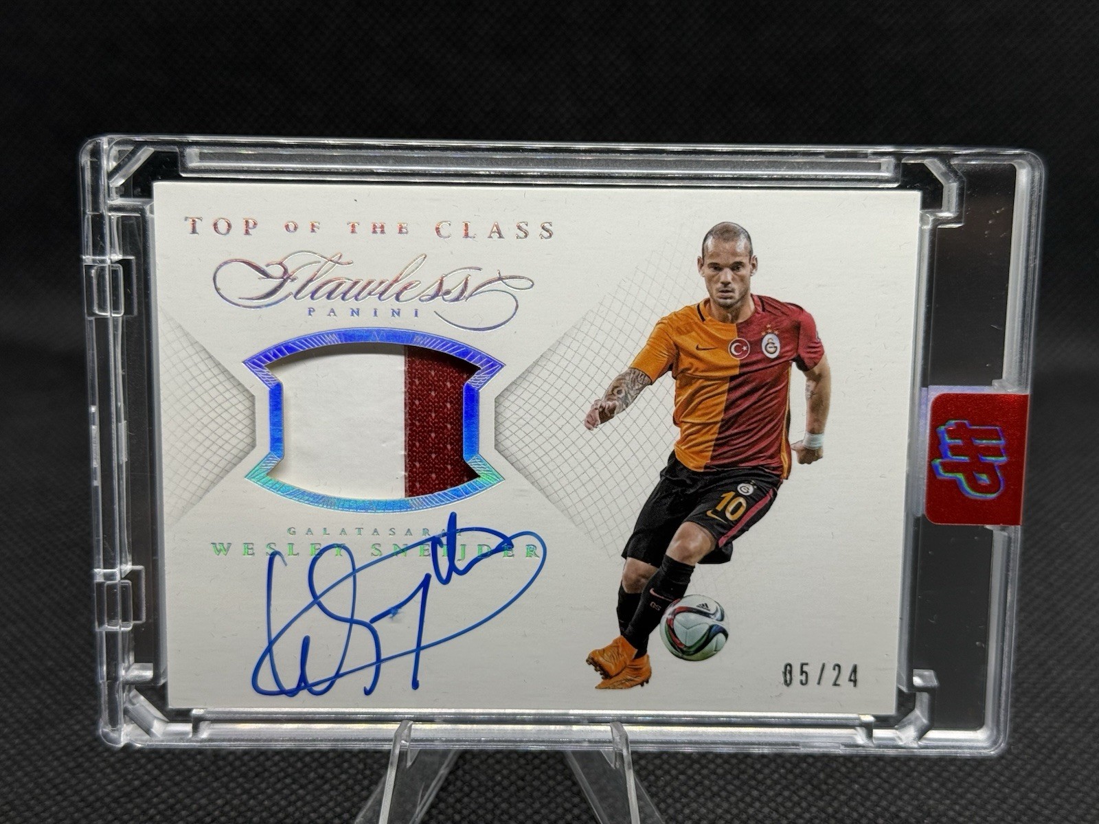 2015-16 Panini Flawless Soccer Wesley Sneijder Top Of The Class Patch Auto /24 view 1