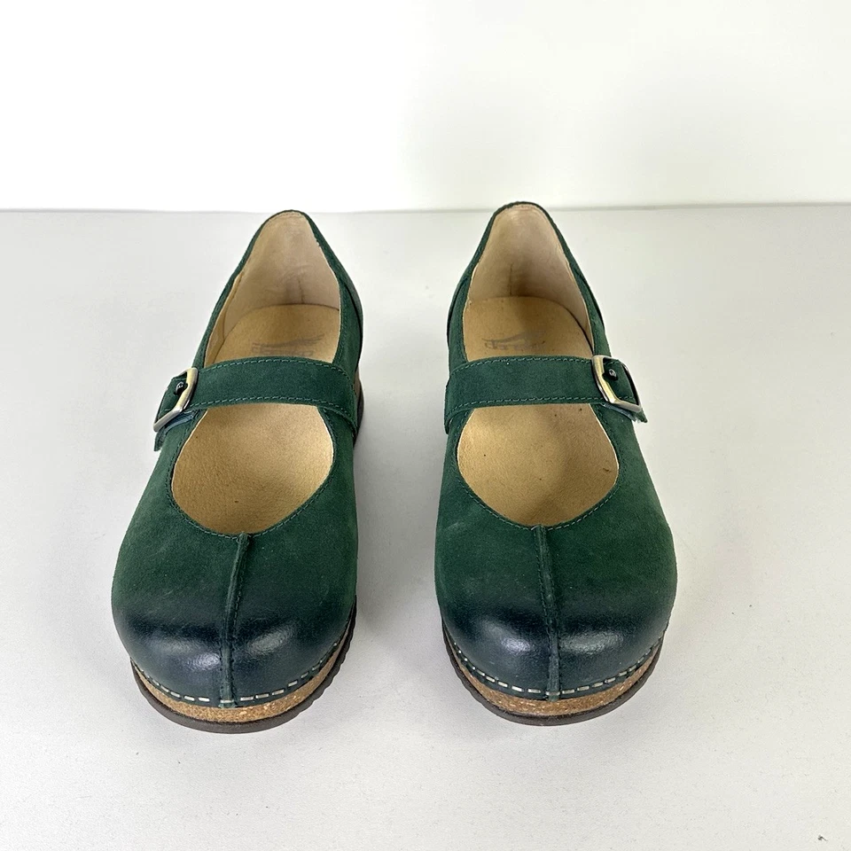 Dansko Mika Mary Jane Clog Shoes Burnished Suede in Pine Green Womens 36 US 5.5 - Image 3 of 4