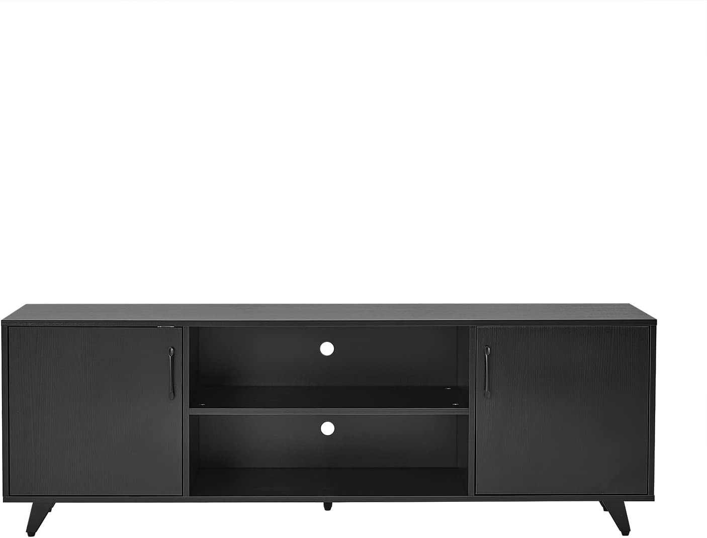 Stylish Black TV Stand for Up to 50" TVs with Storage & Open Shelves
