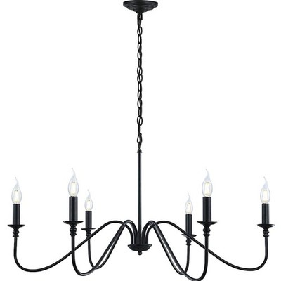 Black Chandelier,6-Light Rustic Industrial Iron Chandeliers for Dining Room L...