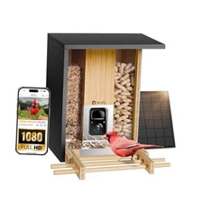  Smart Bird Feeder with Camera&Metal Guard, Bamboo Wood BamG AI 7-day trail