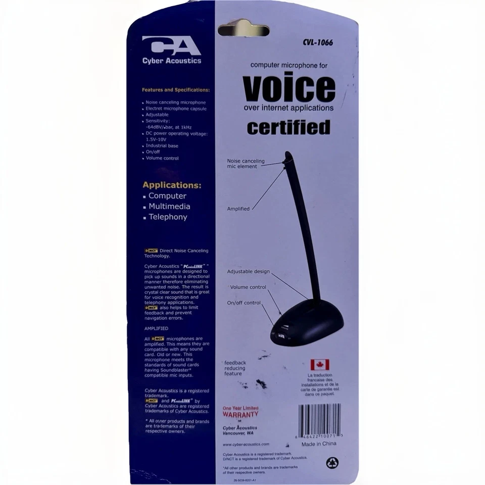 Computer Microphone-Voice over Internet Applications-Cyber Acoustics CVL-1066 - Image 2 of 2