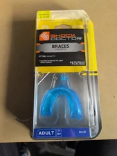 Mouthguard Shock Doctor Adult Braces Strapped Age 12+ Blue # 4101A