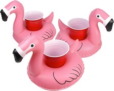 3-Pack Inflatable Pool Drink Holders - Flamingo, Unicorn, Palm Tree Designs