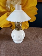 Vintage Milk Glass Mini Oil Lamp By Fairylite Complete With Label
