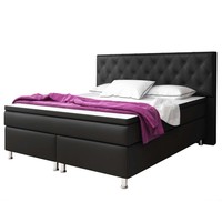 Boxspringbett - Schwarz - Kunstleder - H3 - 180X200 Cm Doppelbett Polsterbett